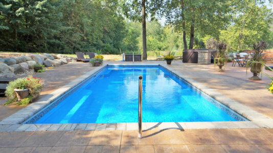 Thursday Pools California Spirit pool featuring safety handle