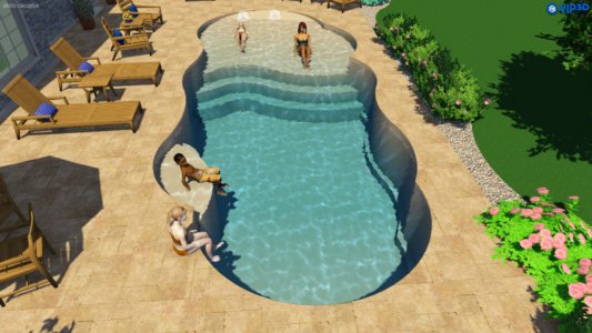 fiberglass beach entry pool