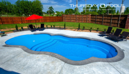 Thursday Pools side view of Sandal Beach Entry with gray border