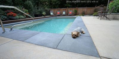 Stamped concrete surround - Thursday pool dealer Michigan
