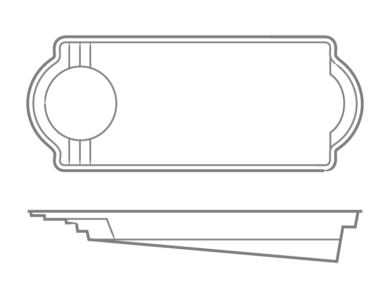 Thursday Pools Cathedral LX Pool shape outline 16x40 6'