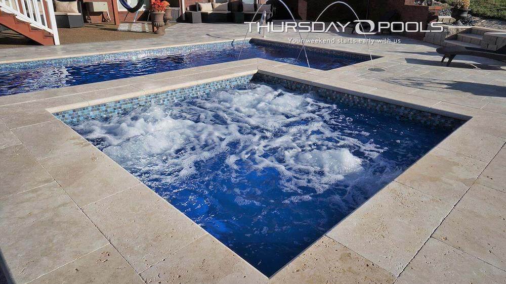 Thursday Pools Square Spa close up shot with Jets