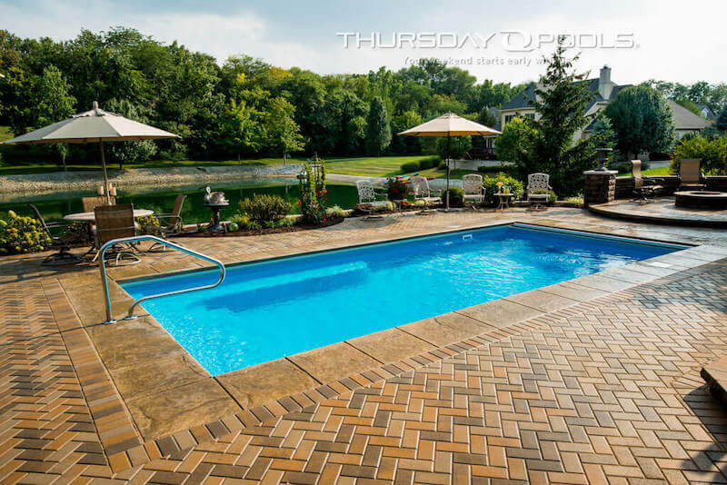 Thursday Pools California Lil Bob with decorative patio