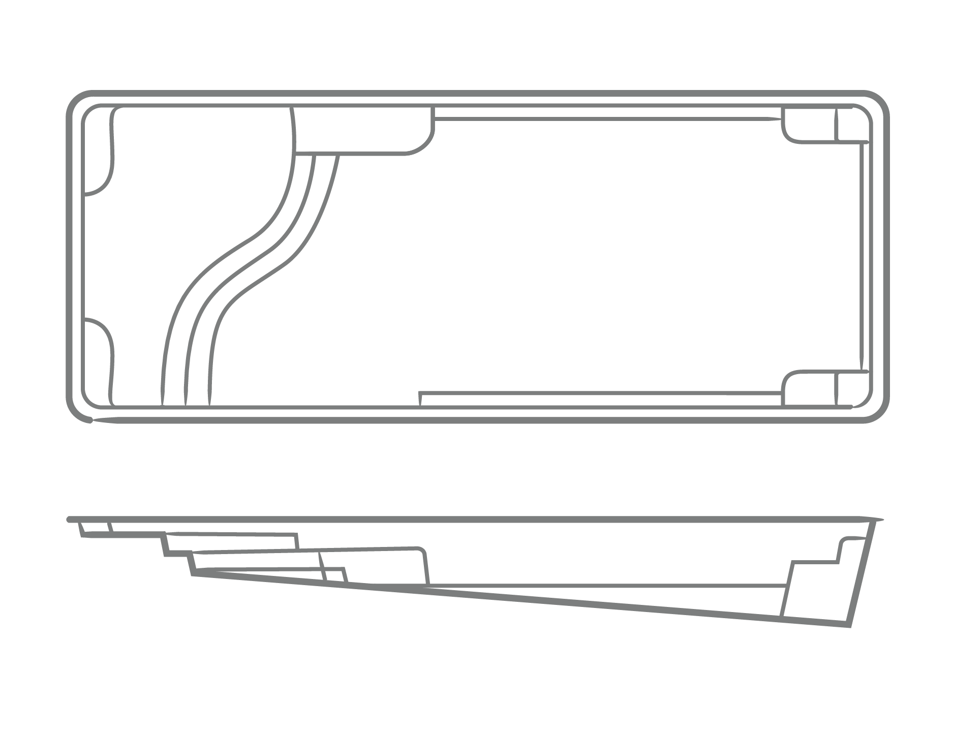 Thursday Pools Aspen Pool shape outline 14x35 5'6