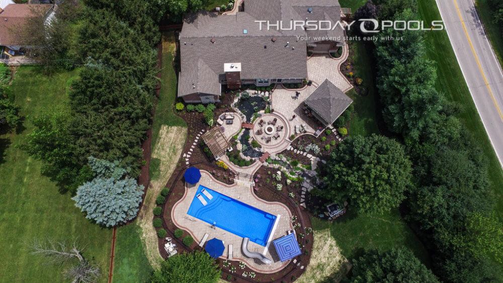 Thursday Pools Aerial view of Aspen pool and house
