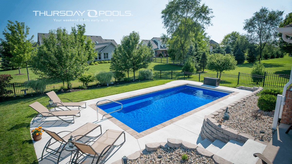 Thursday Pools Lil Bob Pool with decorative tile border