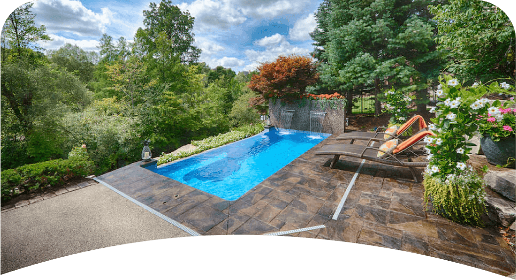 Thursday Pools Lil Bob Pool with waterfall and landscaping