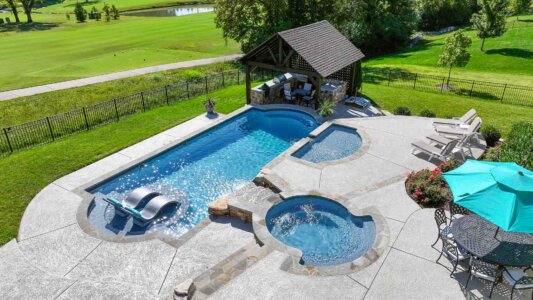 Cathedral LX fiberglass pool in Diamond finish